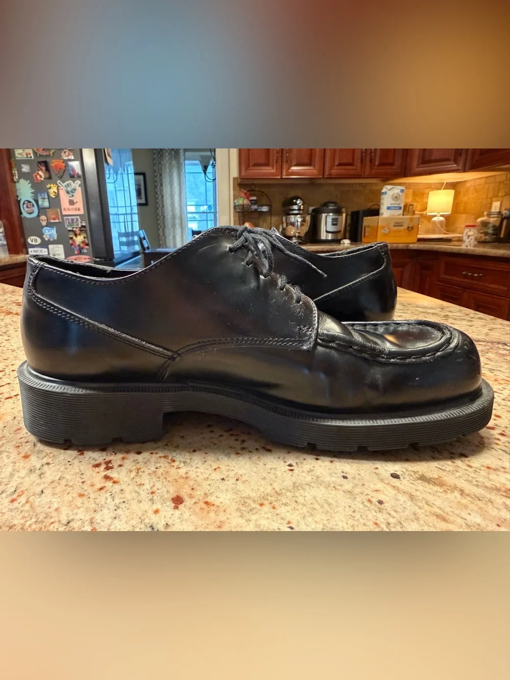 Vtg 90s Dr. Martens Black Leather Oxford Lace Up Loafers 8747 Lug Sole Mens Sz 9